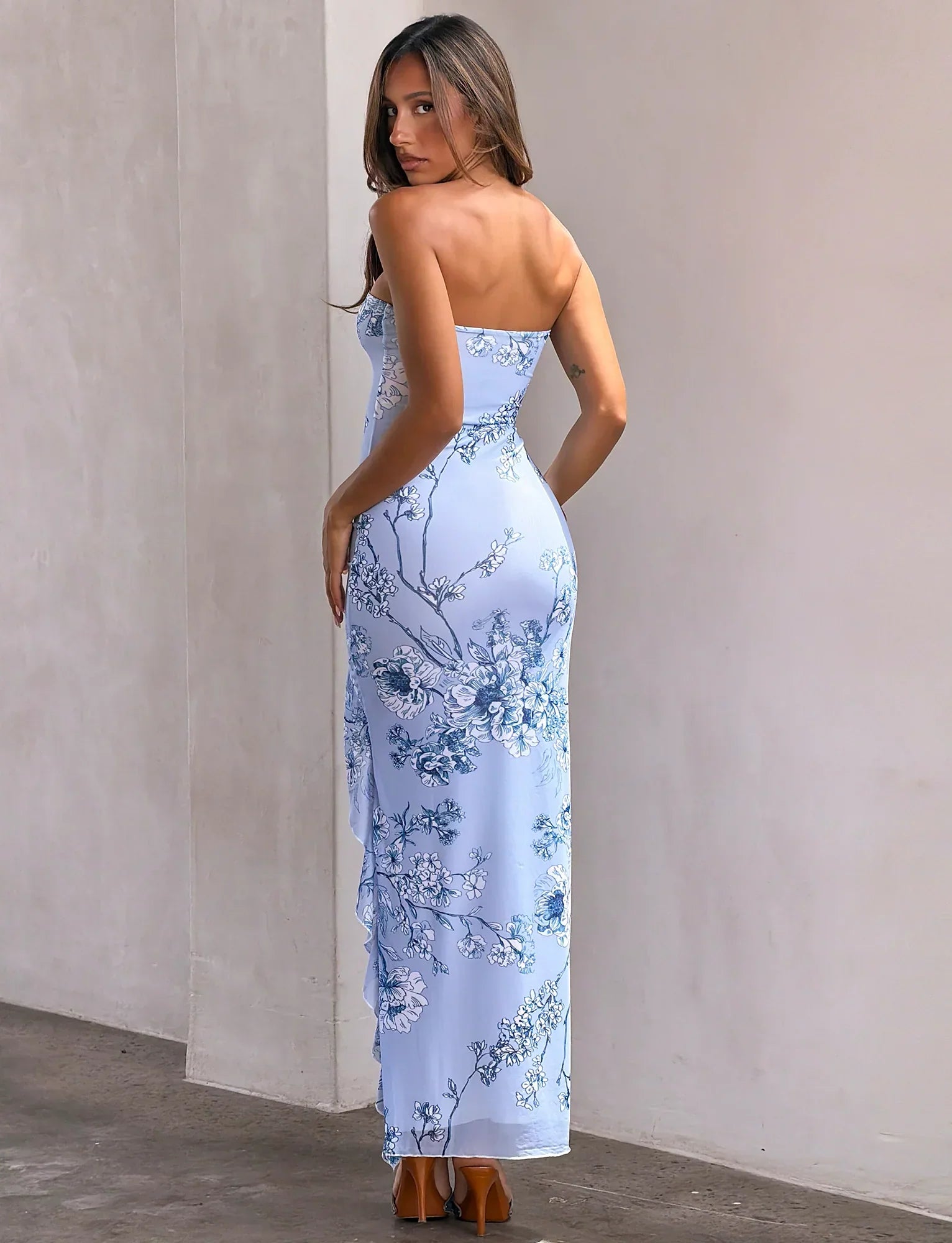 THEO MAXI DRESS BLUE FLORAL