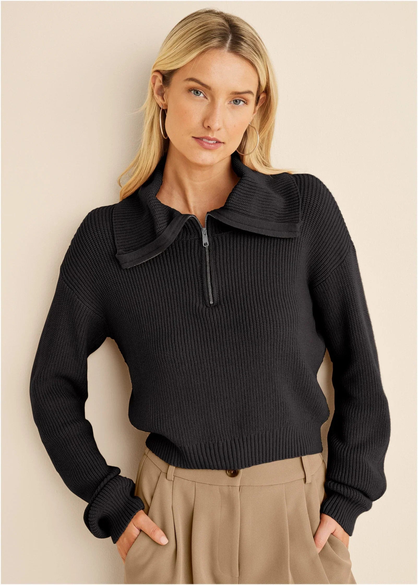 Quarter Zip Pullover Jet Black
