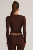Modal Ruched Long Sleeve Top in Chocolate Brown