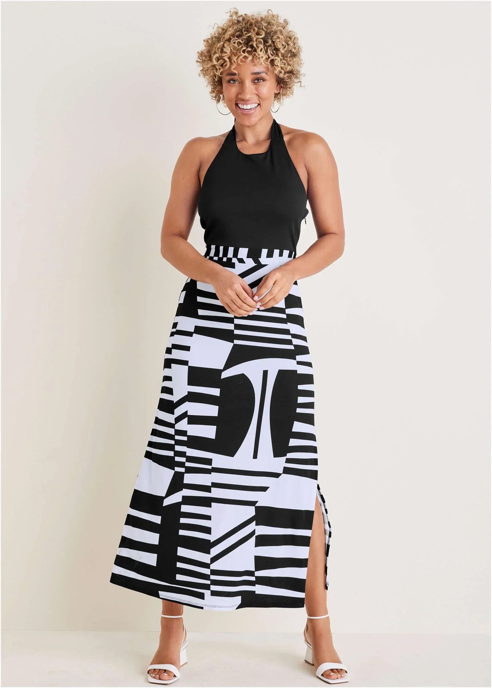 Twofer Maxi Dress Modern Abstract