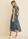Floral Printed Dress Black Blue