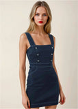 Denim Button Mini Dress Dark Rinse Wash