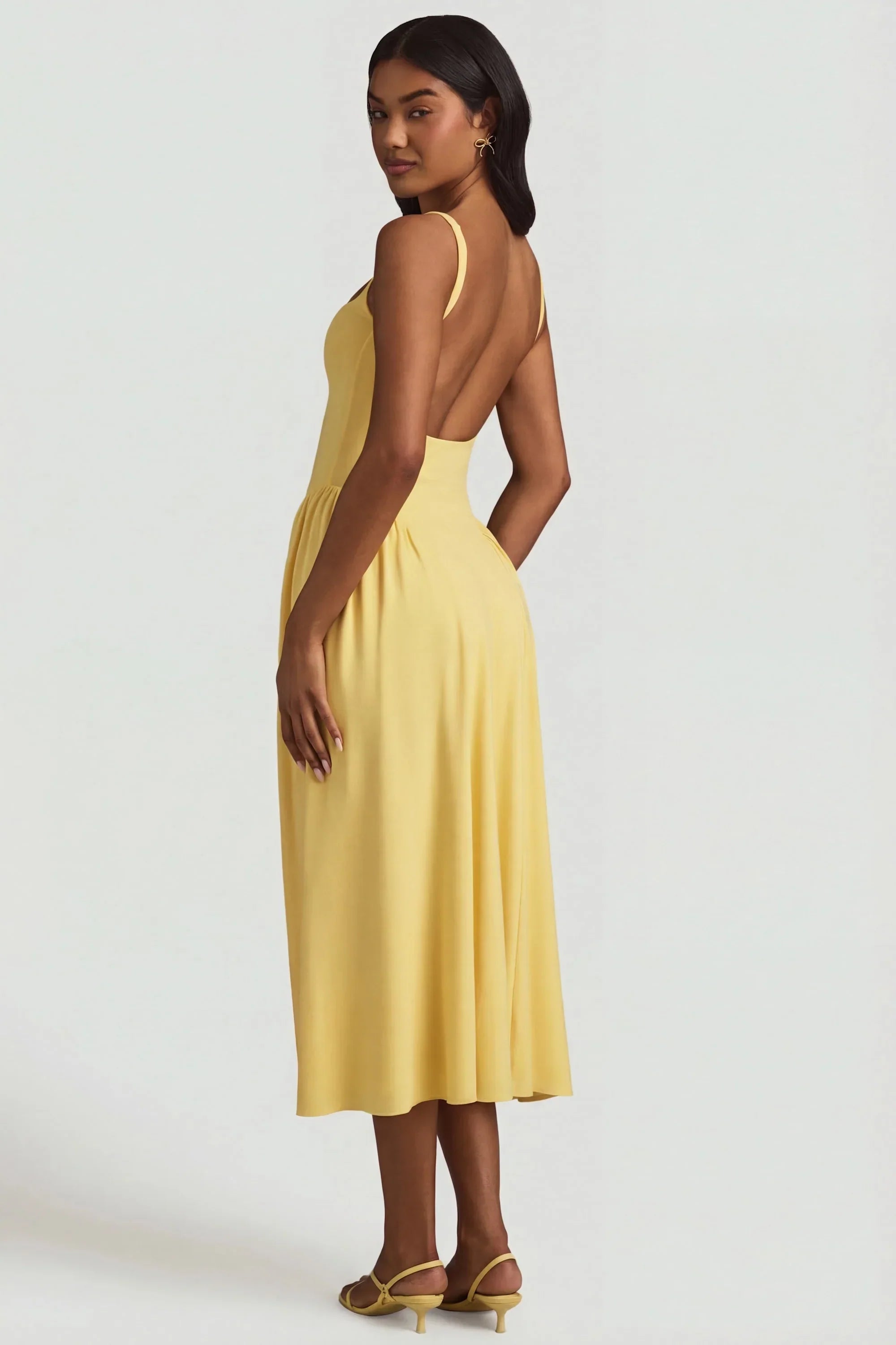 Modal A Line Midaxi Dress in Pastel Yellow