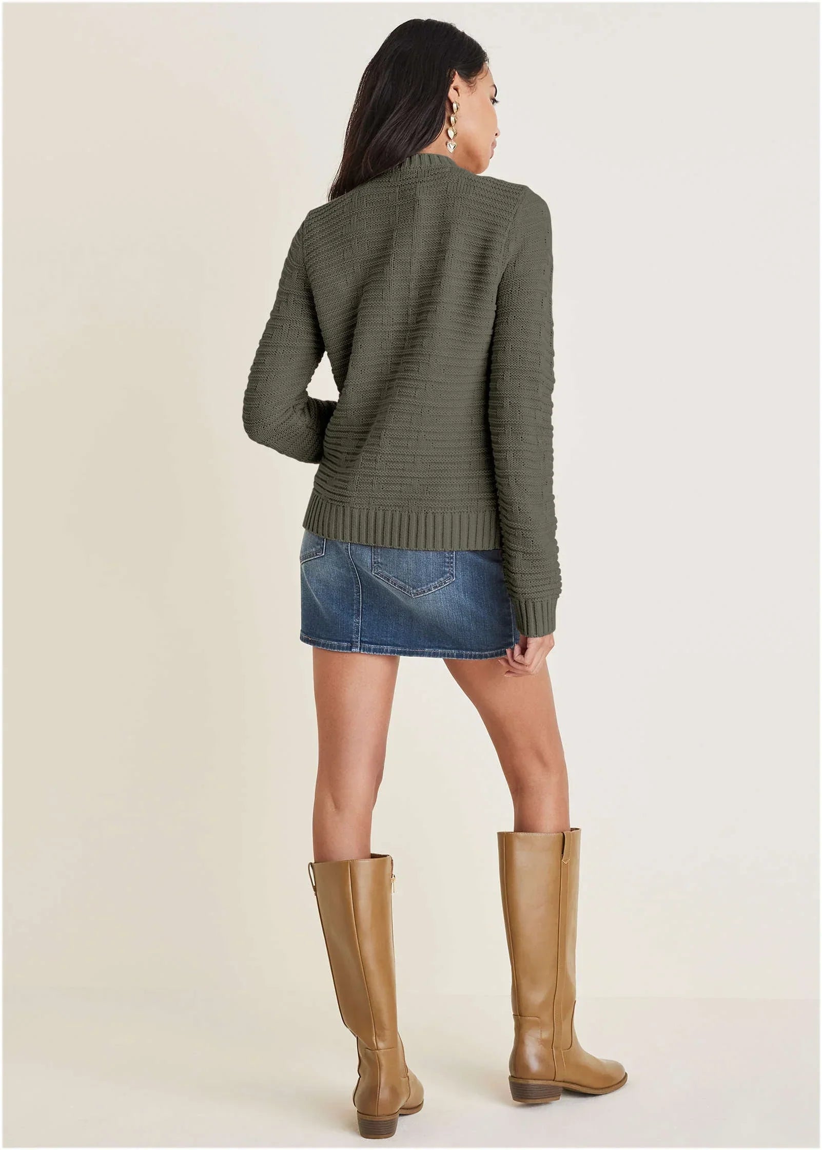 Button Detail Cardigan Olive