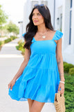 Its My Day Blue Smocked Top Mini Dress SALE