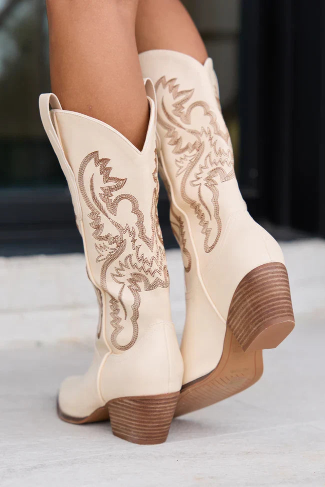 Amaya Beige Cowboy Boot