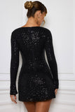 Embellished A Line Mini Dress in Black