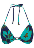 Santa Cruz Push Up Triangle Top Blue Block Floral
