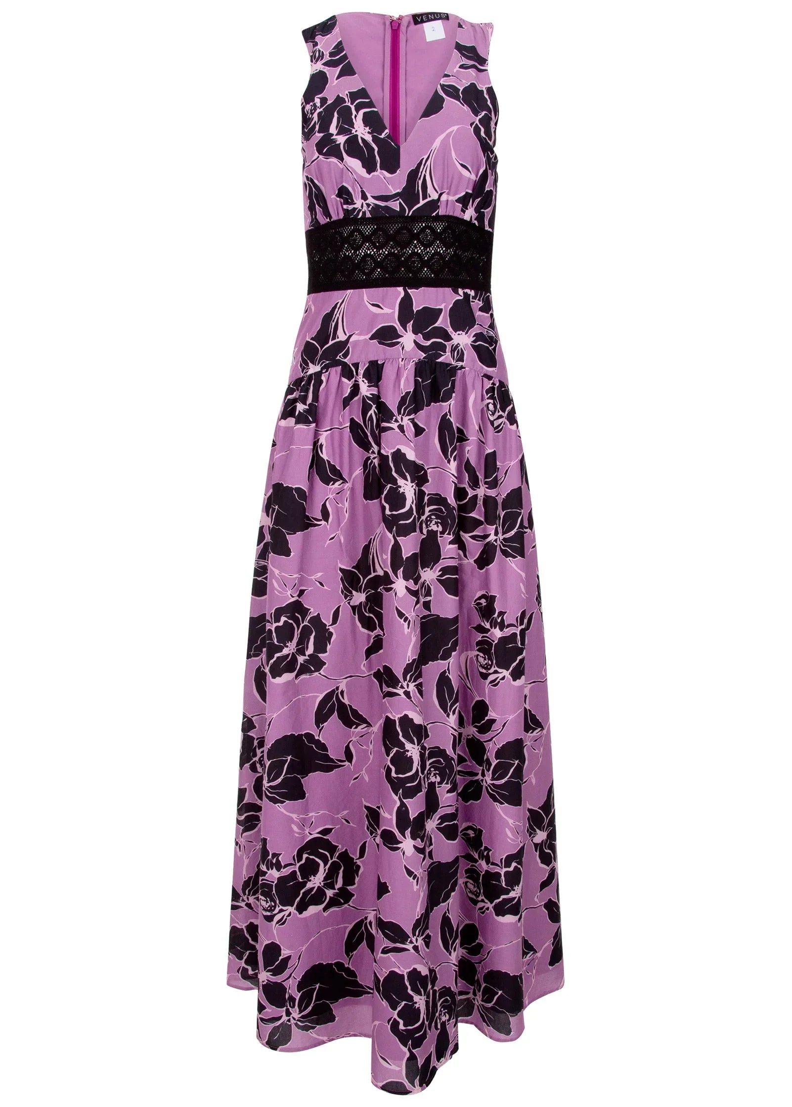 Lace Detail Drop Waist Maxi Daffodil Floral