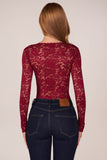 Long Sleeve Laced Bodysuit in Wine