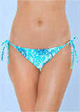 Miami Tie Side Moderate Bottom Aqua Floral Vine