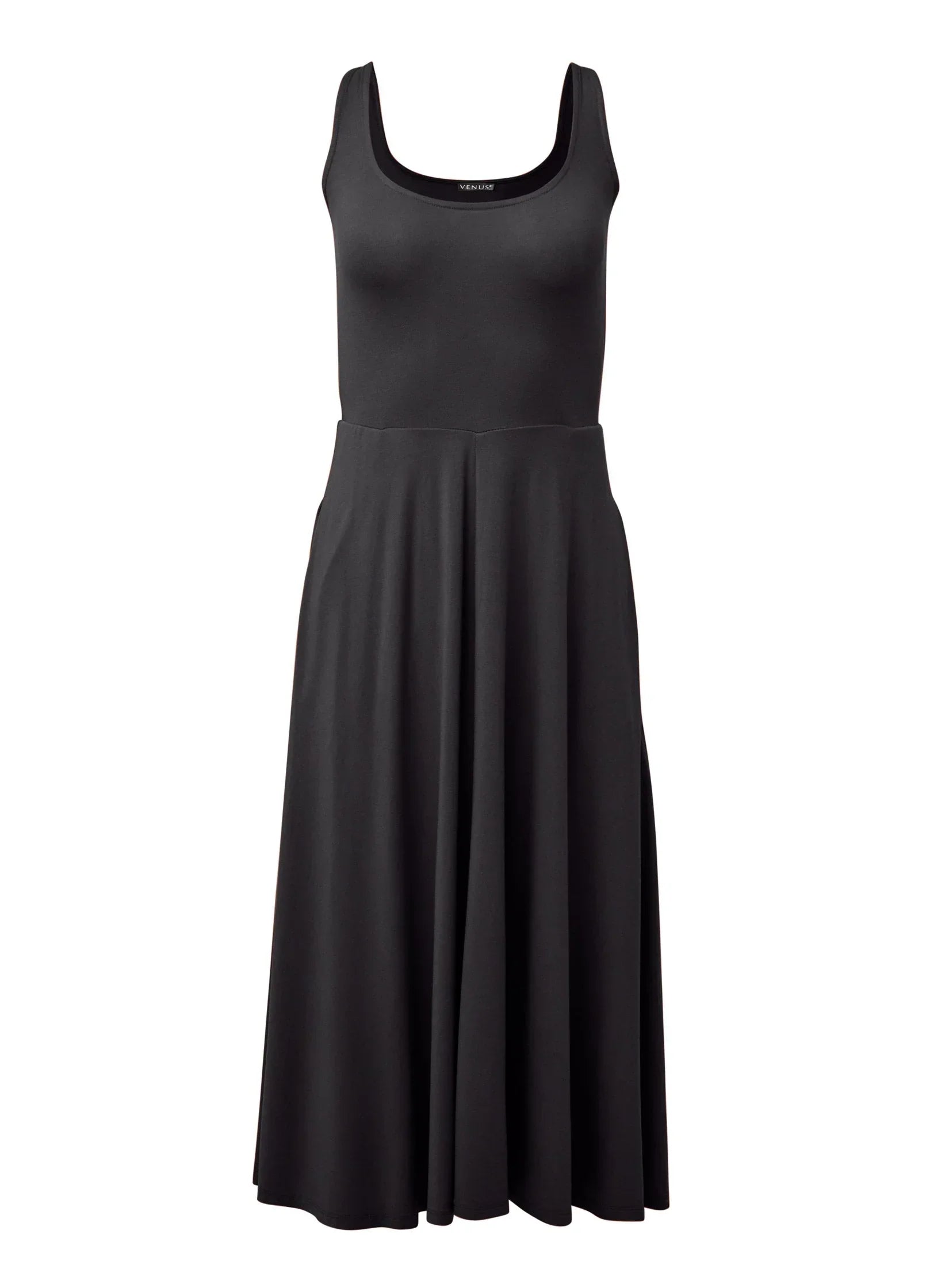 Midi Dress With Pockets Black