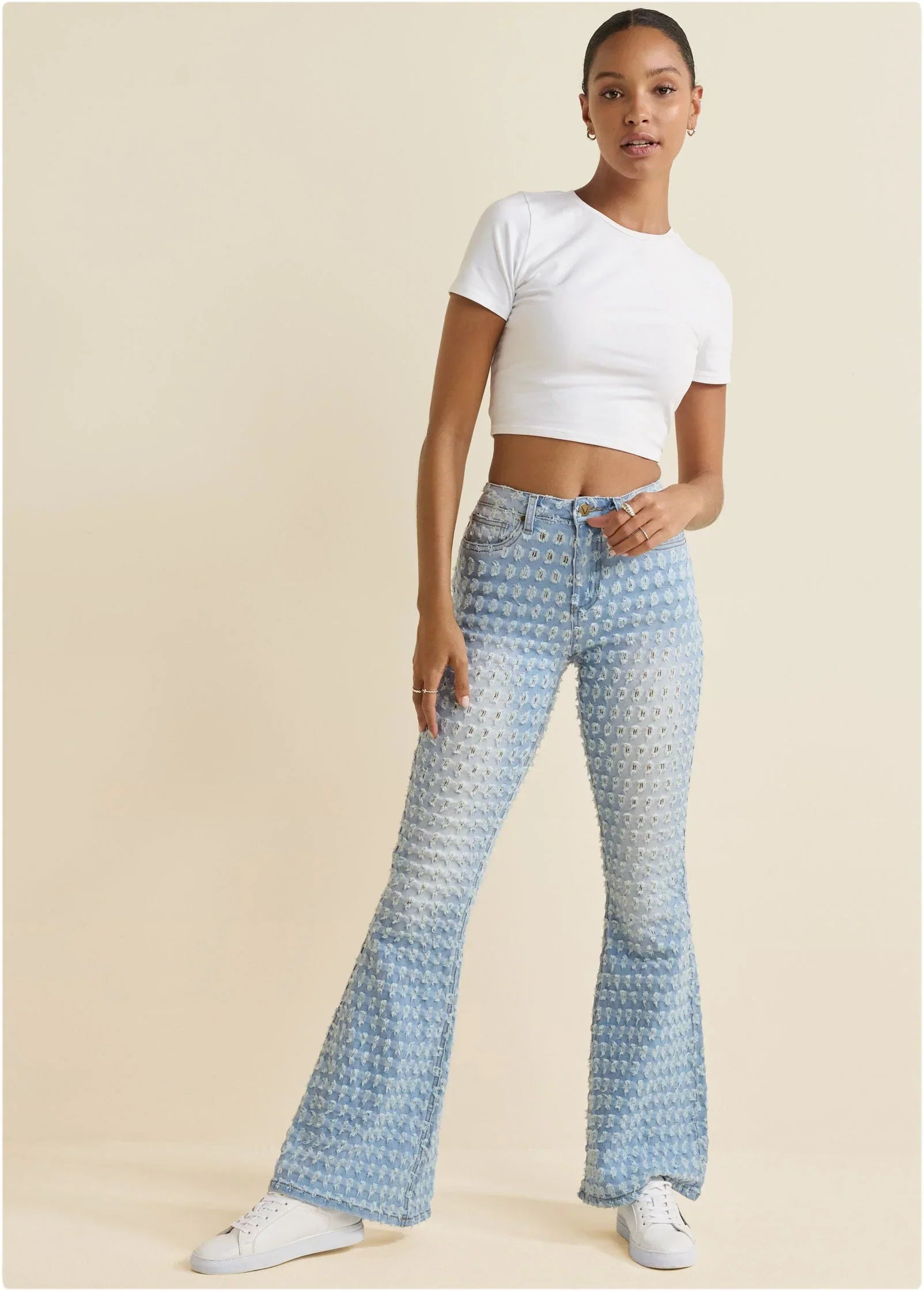 Laser Flare Leg Jeans Light Wash