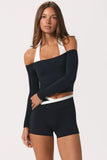Soft Jersey Off Shoulder Top in Black