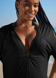 Ring Front Dolman Cover Up Black Beauty