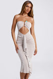 Hardware Detail Cut Out Midaxi Dress in Sky Grey