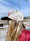 BASEBALL Red on Black Stripe Vintage Hat PREORDER