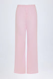 Pointelle Mid Rise Straight Leg Trousers in Baby Pink