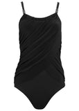 Slimming Draped One Piece Black Beauty