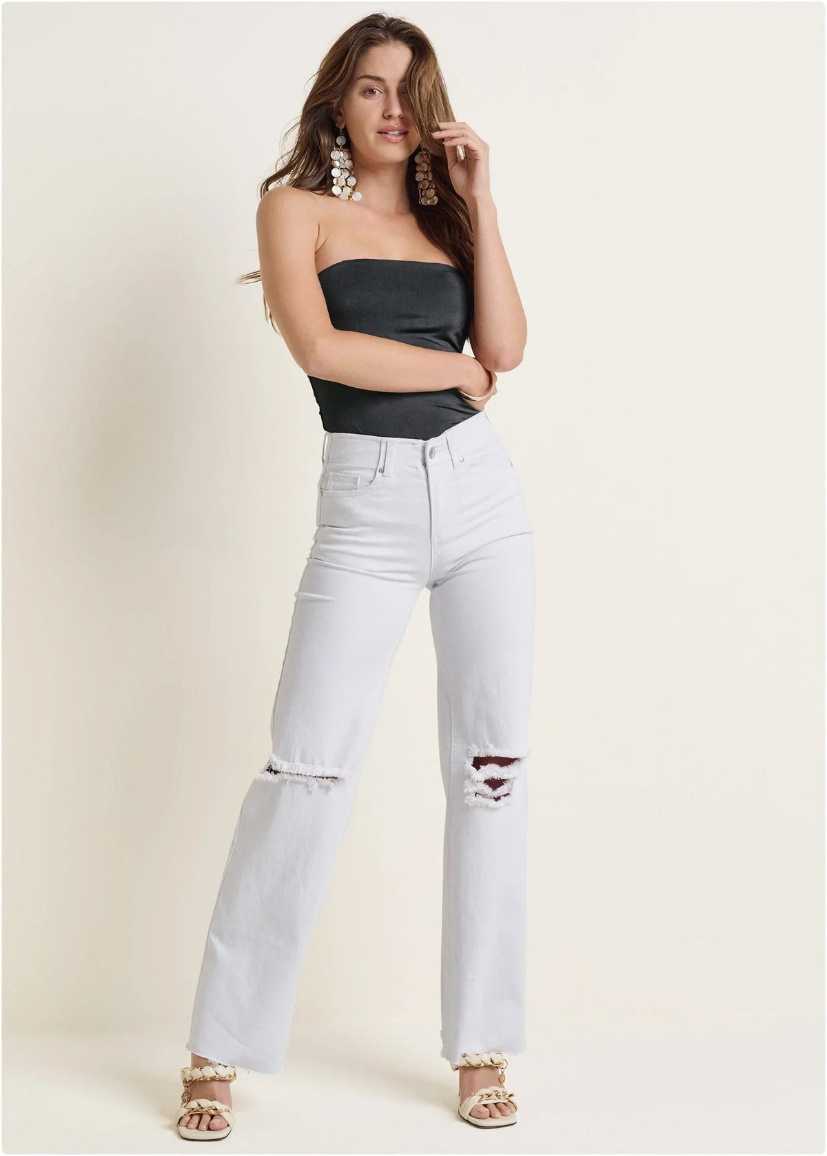Laura Crop Wide Leg Jean White Denim