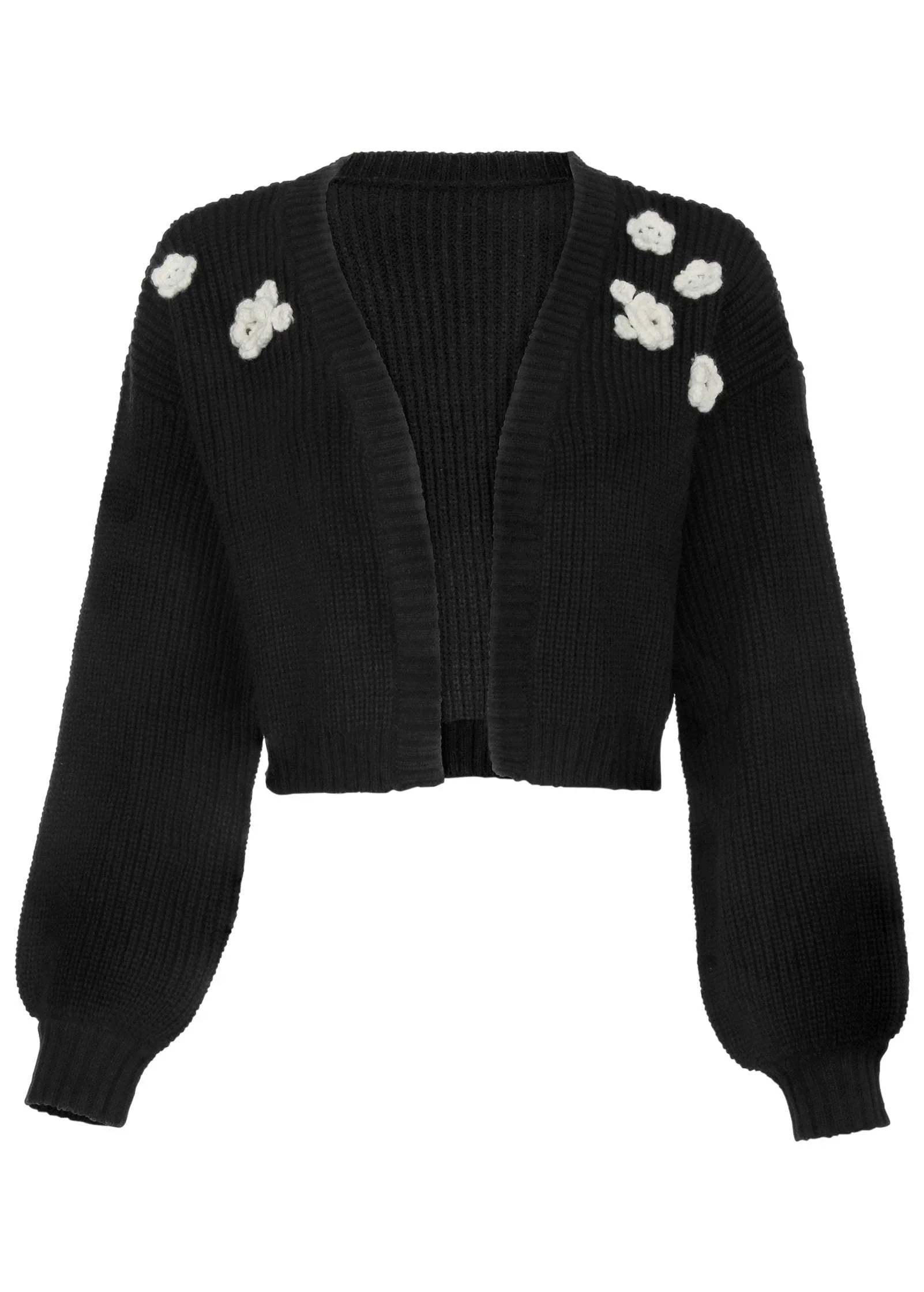 Floral Cardigan Jet Black