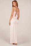 Corseted Thigh High Split Maxi Dress in Pearl