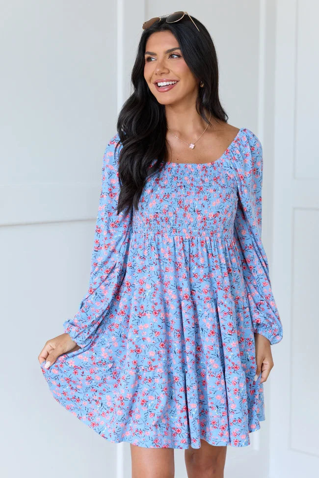 Gloria Blue Floral Dress SALE