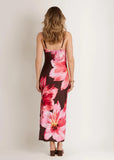 Hibiscus Floral Maxi Dress Brown Floral