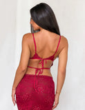 KIRRA BEADED SEQUIN LACE TOP RED