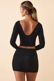 Modal Plunge Long Sleeve Top in Black