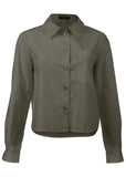 Cropped Button Down Olive