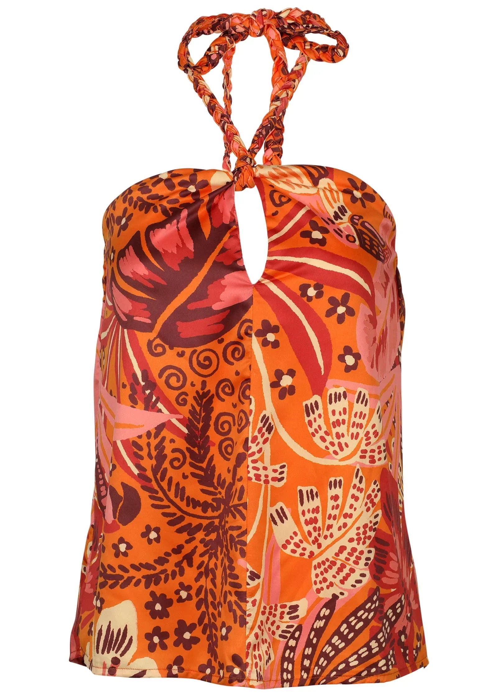 Printed Keyhole Halter Parrot Palm