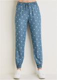 Printed Chambray Joggers Light Wash
