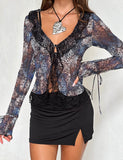 ZELDA TOP BLACK ABSTRACT