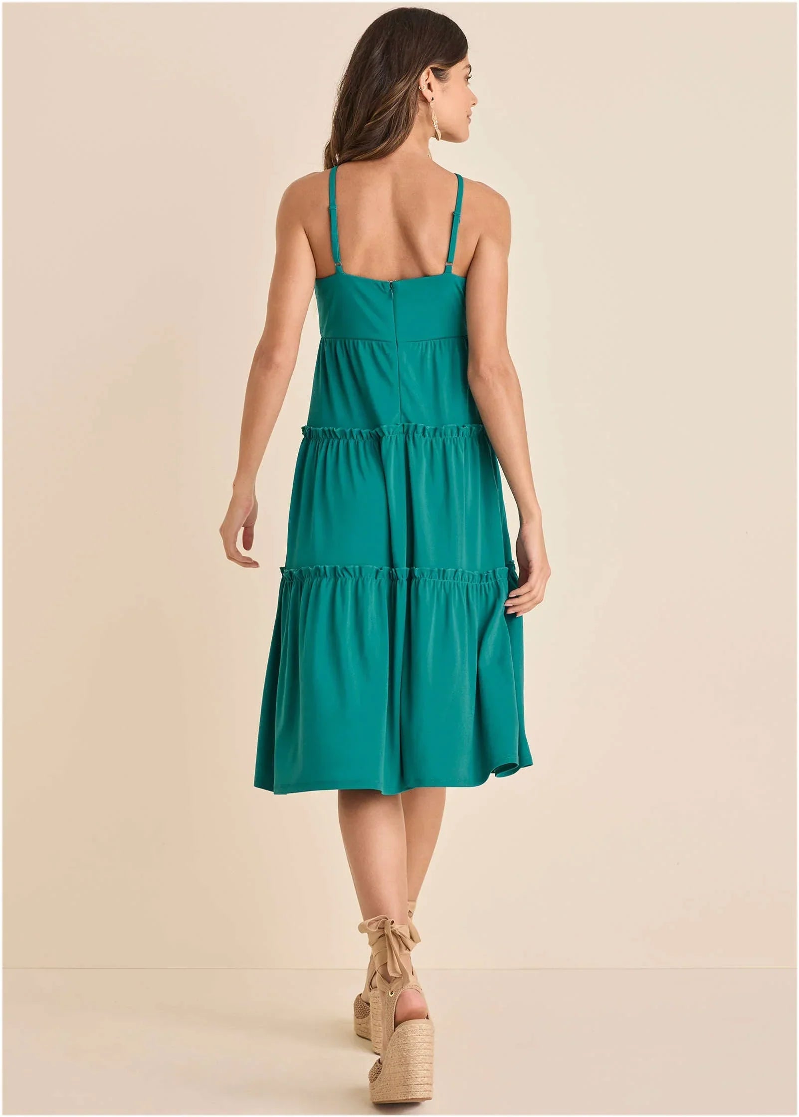 Key Hole Midi Dress Tropical Green