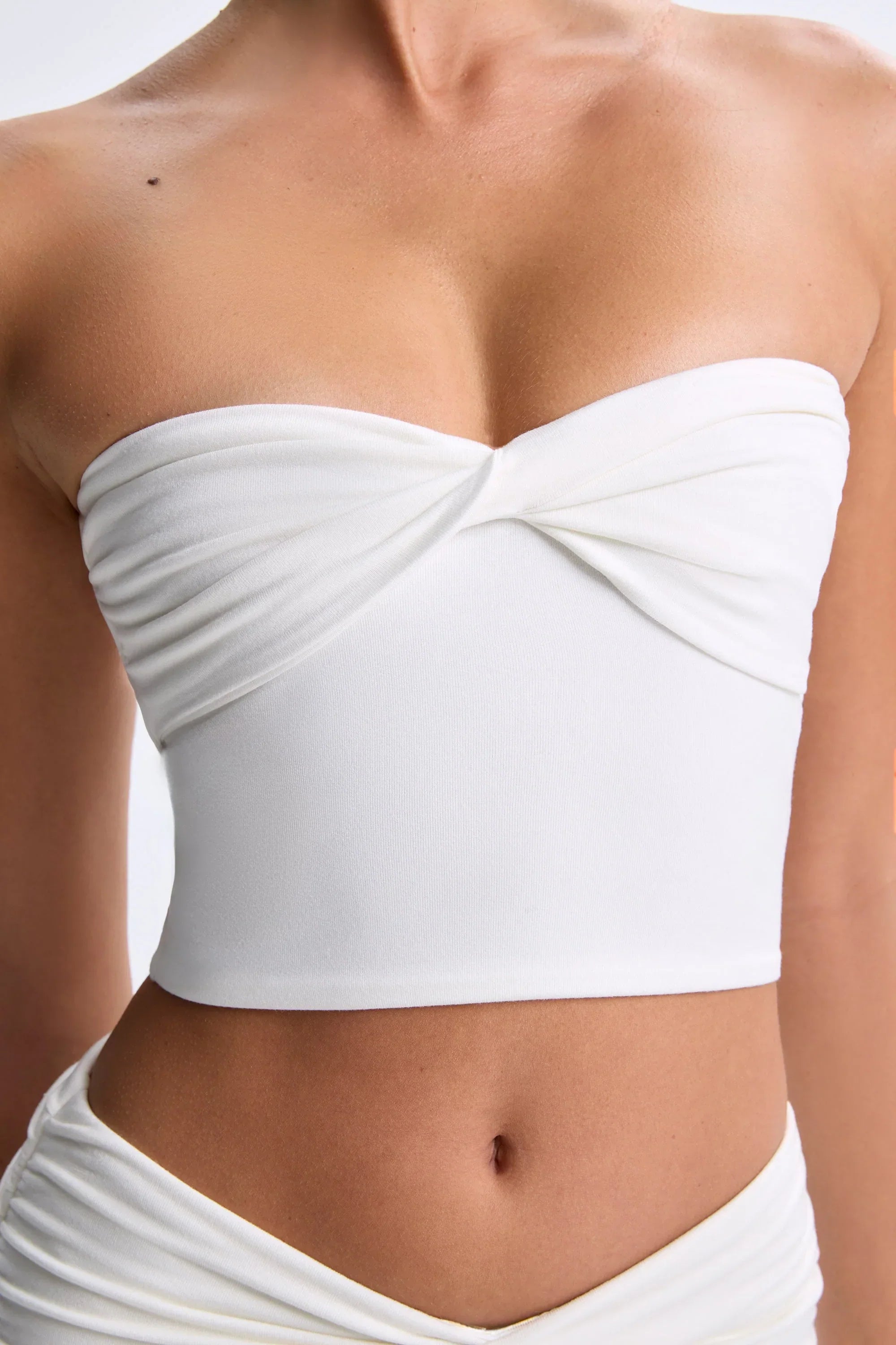 Modal Twist Front Bandeau Top in White