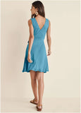 Faux Wrap Mini Dress Blue
