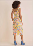 Floral Poplin Midi Dress Custard Roses