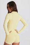 Soft Active Contrast Zip Up Jacket in Lemon