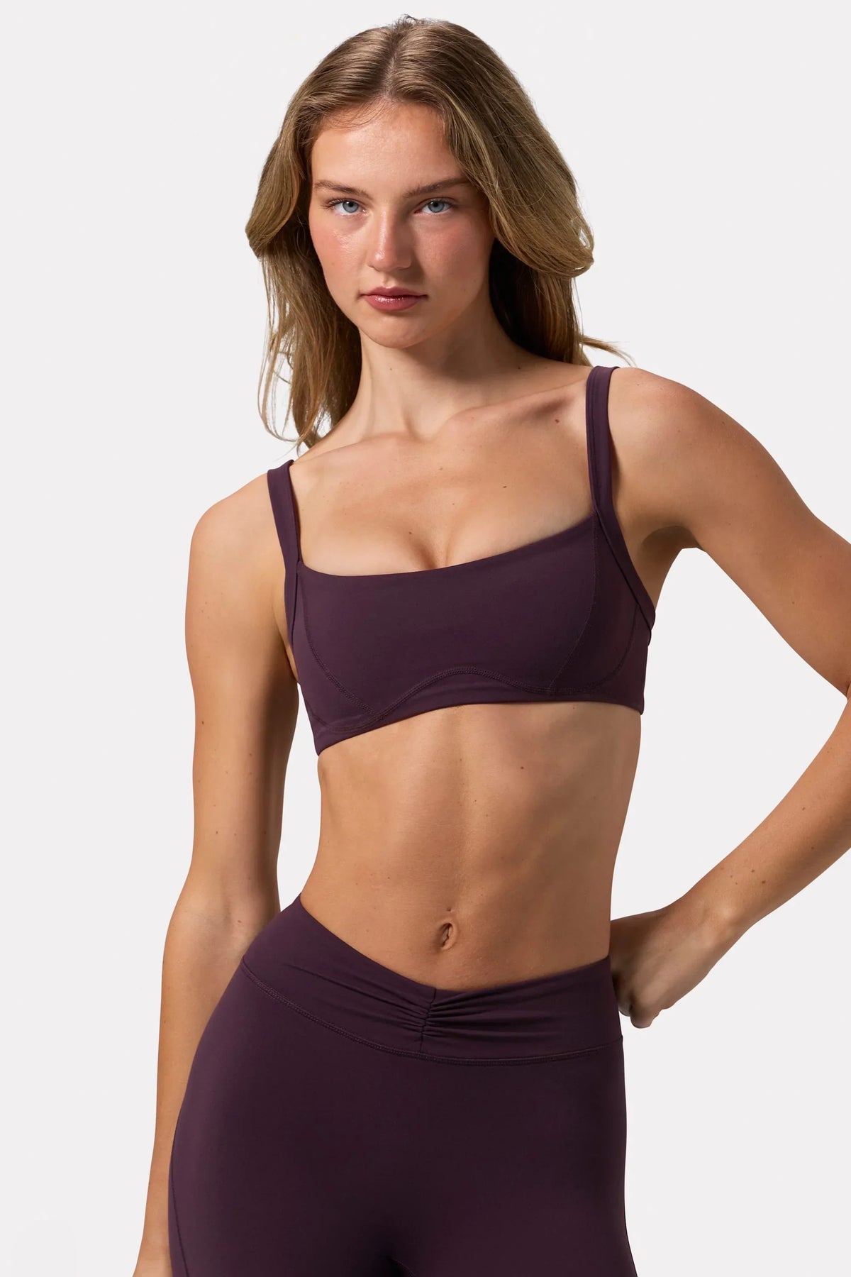 Soft Active Seam Detail Sports Bra in Plum