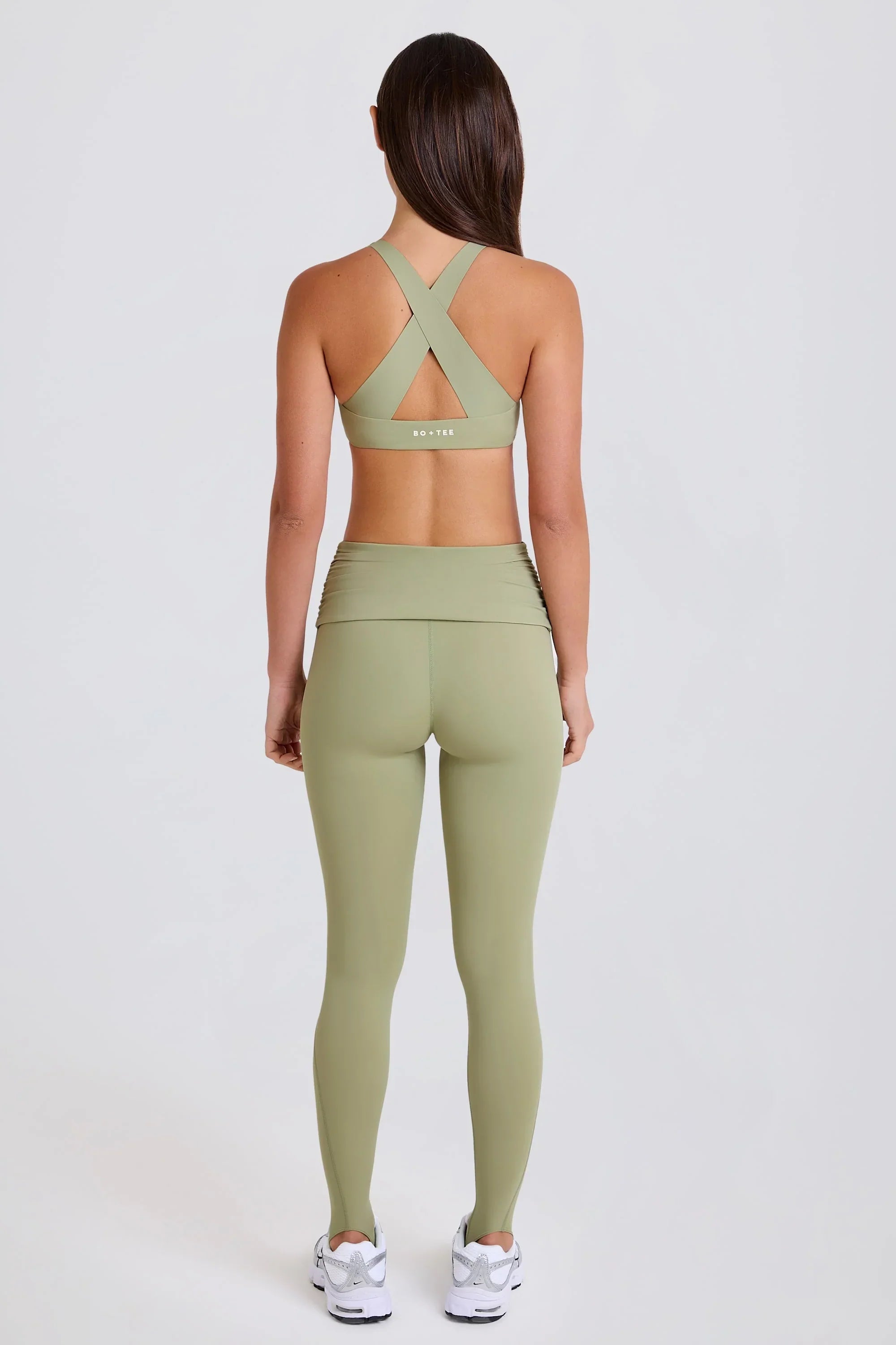 Foldover Mid Rise Stirrup Leggings in Matcha