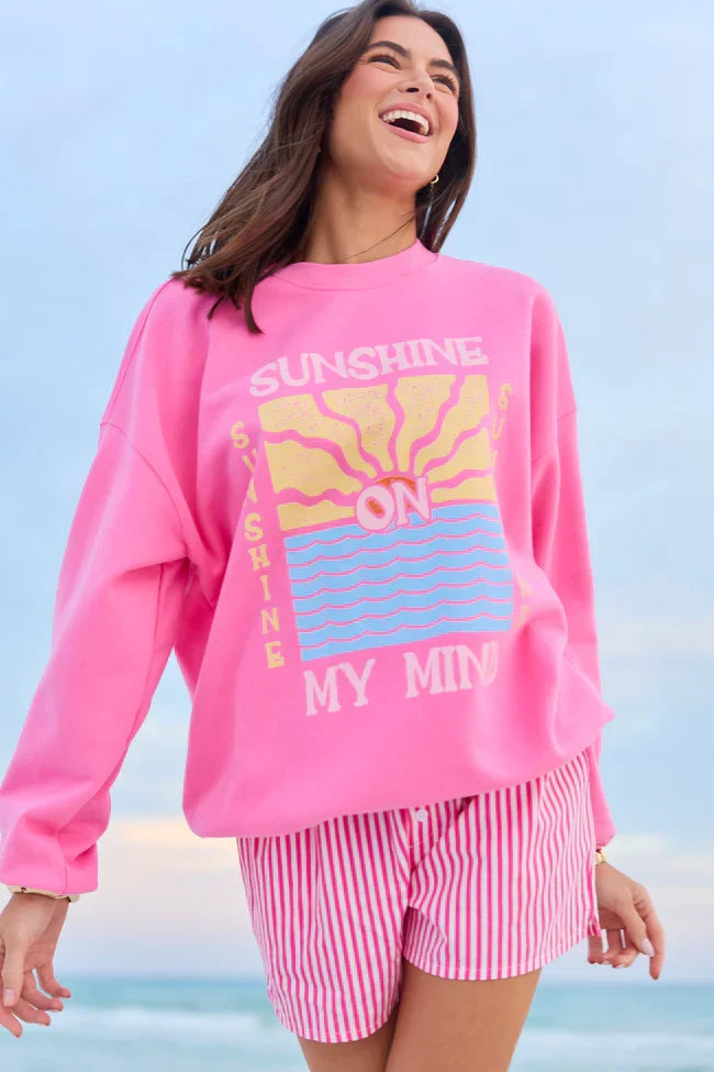 Sunshine On My Mind Pink Graphic Sweatshirt