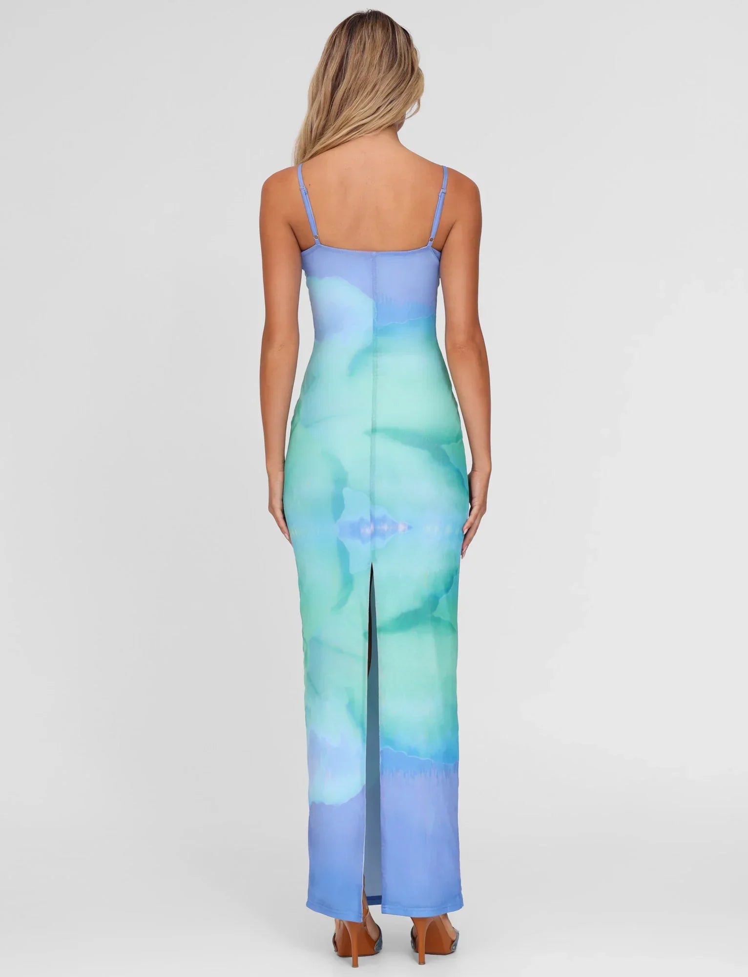 ARDON MAXI DRESS BLUE MACRO FLORAL BLUE HIBISCUS