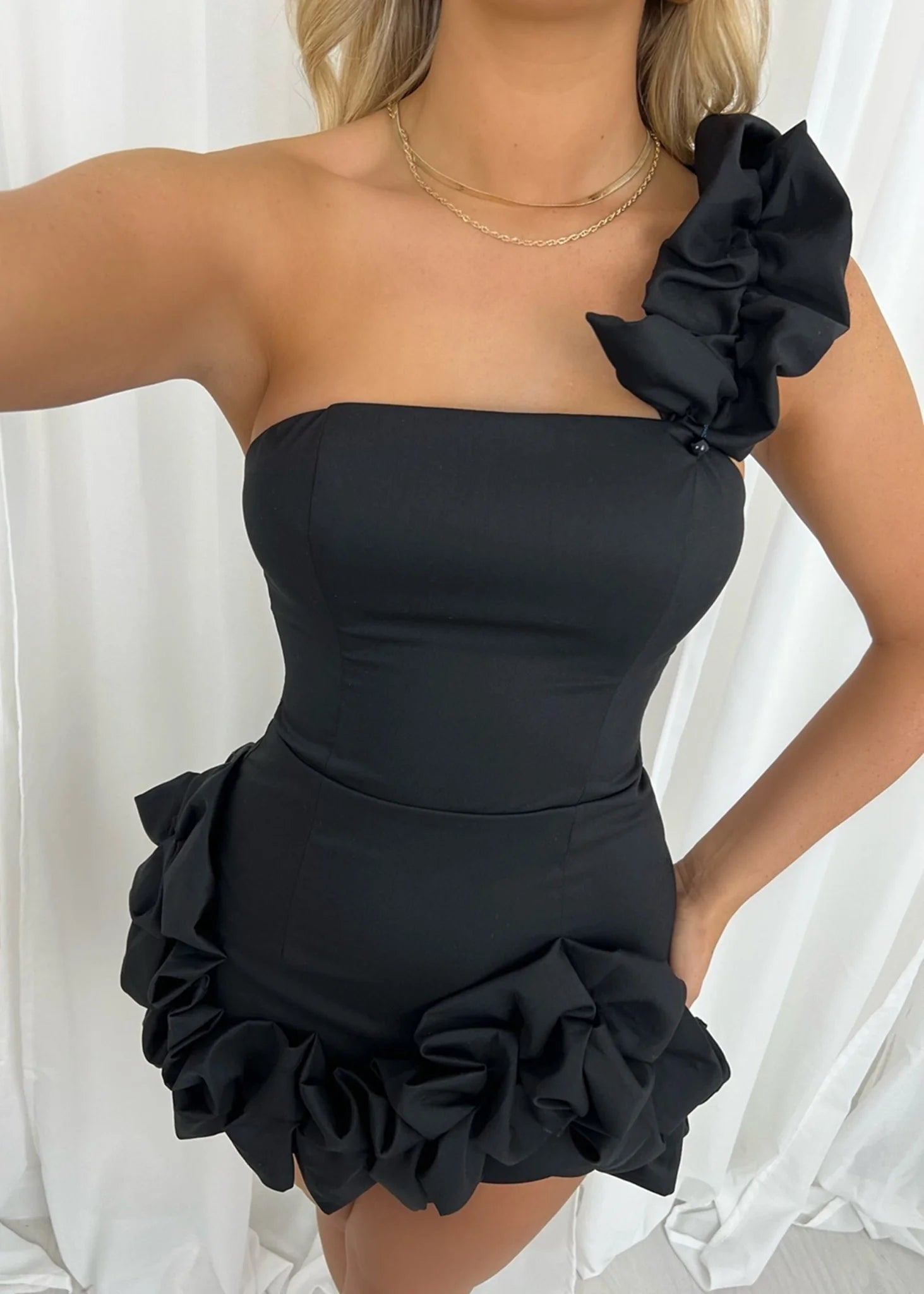 Be The One Ruffle Mini Dress Black