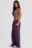 Brushed Jersey Wide Leg Joggers in Plum