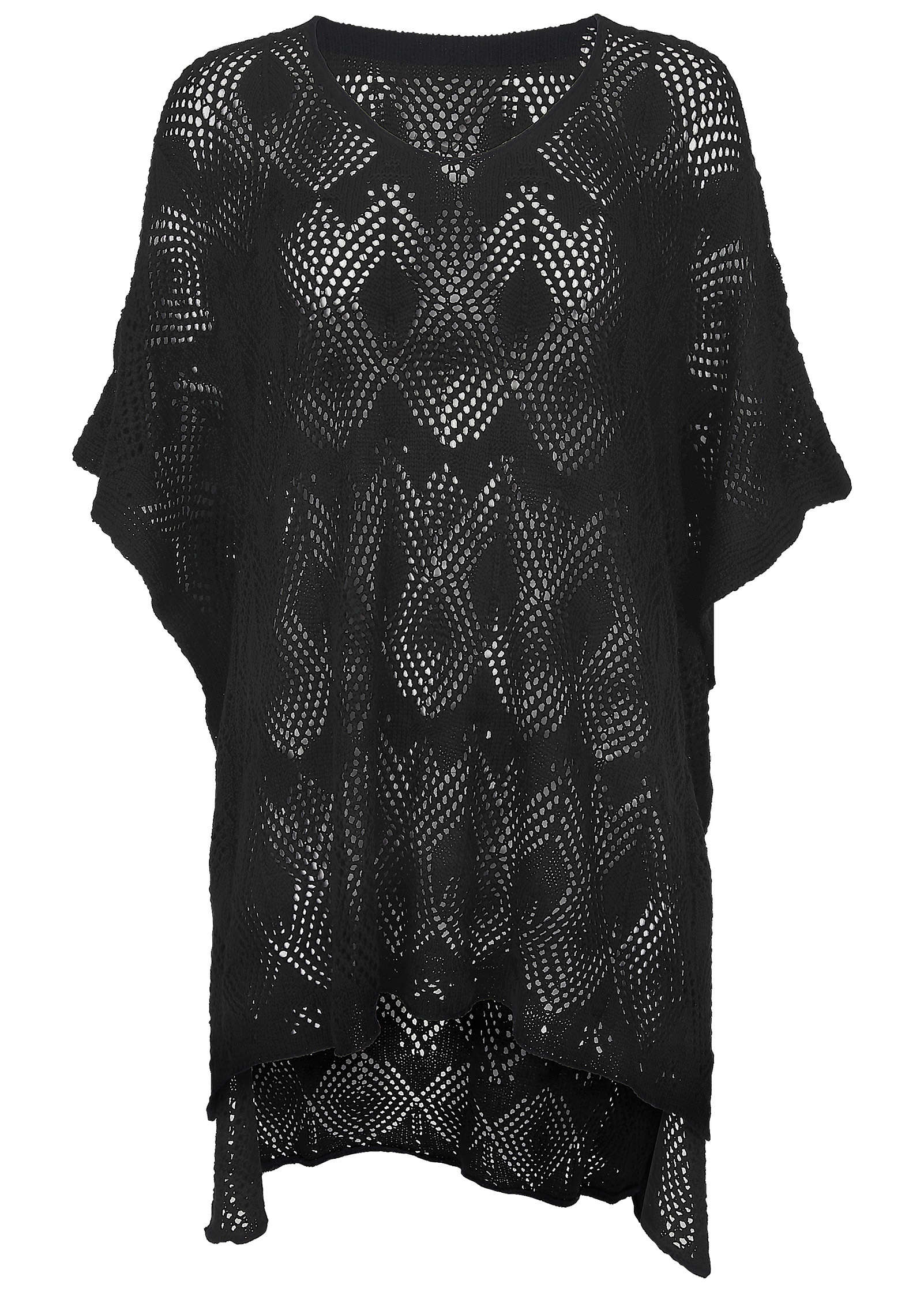 Crochet Cover Up Tunic Jet Black