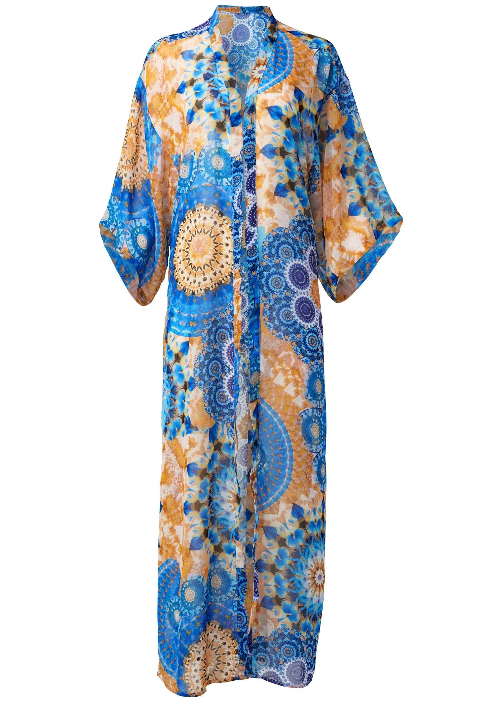 Sheer Caftan Cover Up Blue Multi