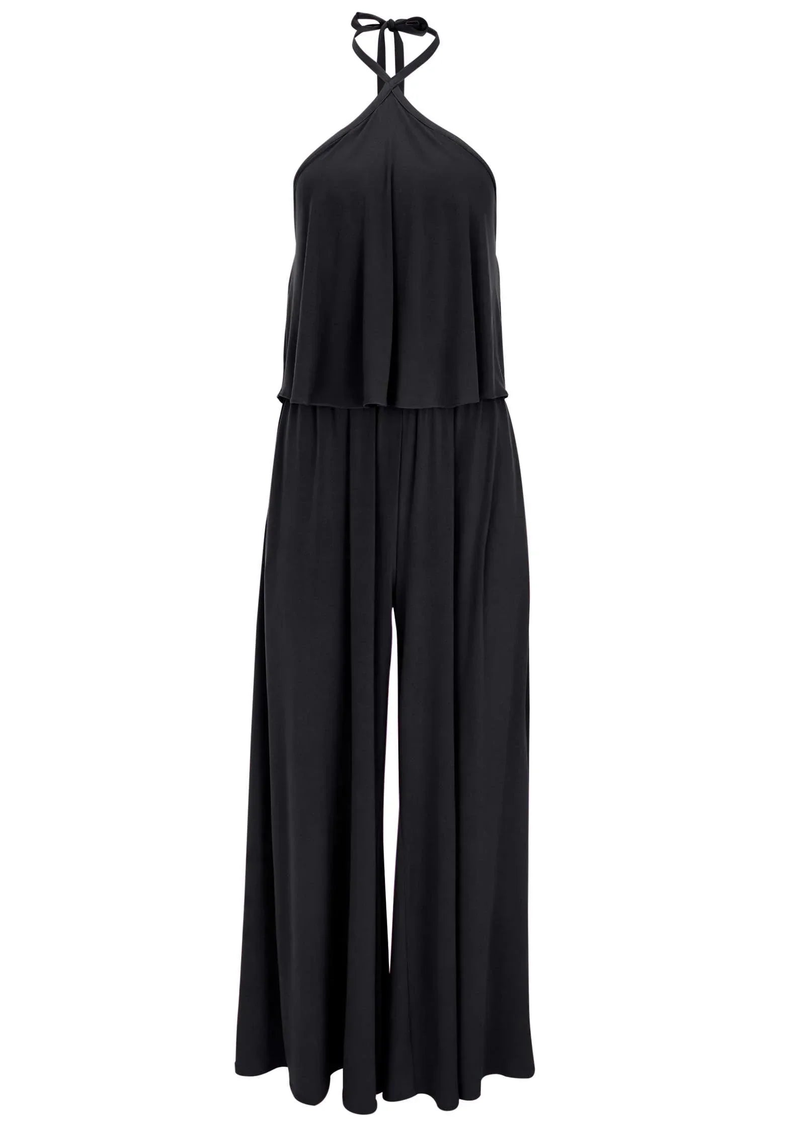 Cross Neck Jumpsuit Jet Black