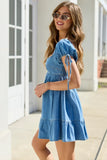 Layla Denim Puff Sleeve Mini Dress