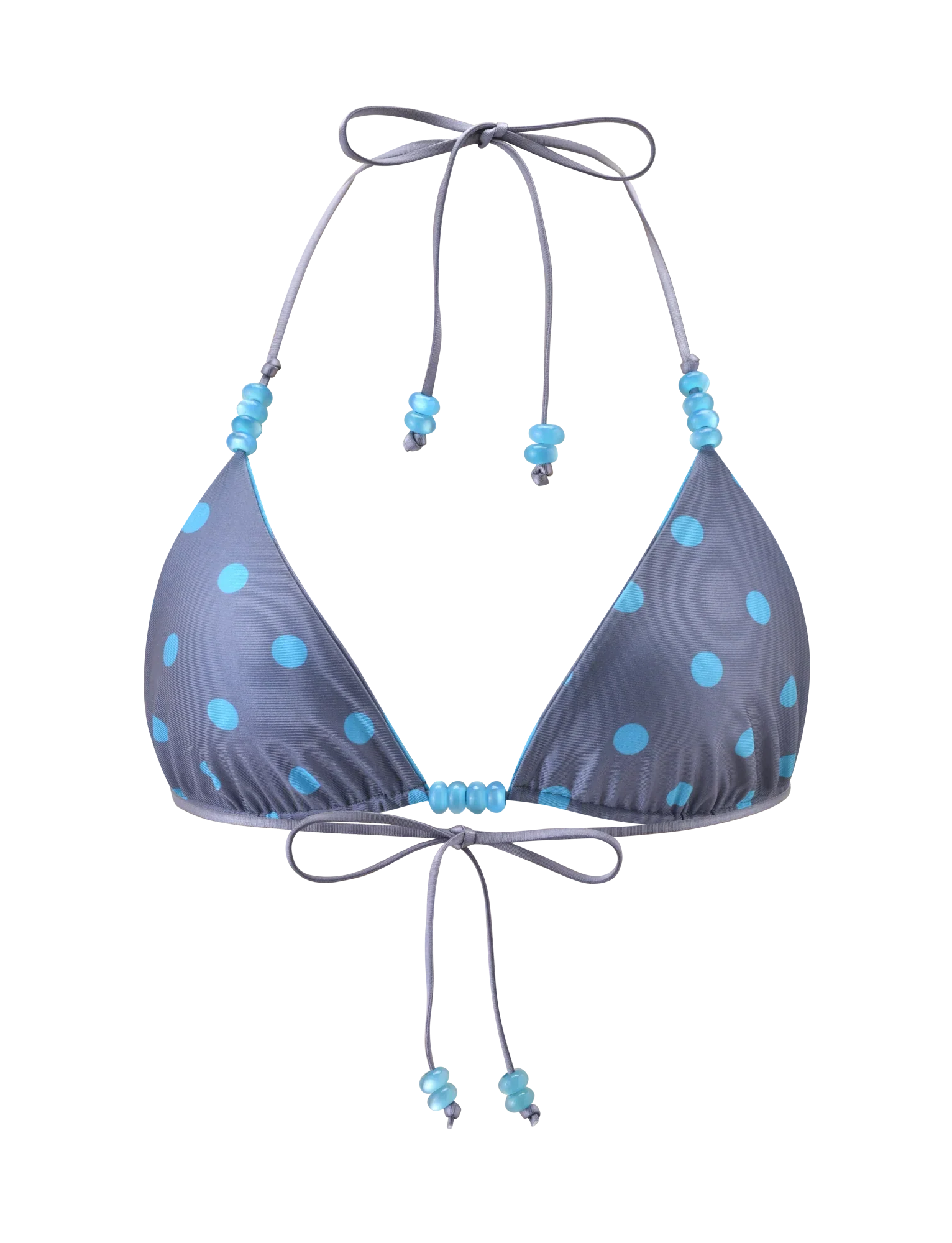 FINLEA REVERSIBLE BIKINI TOP BLUE GREY DOT AND STRIPE